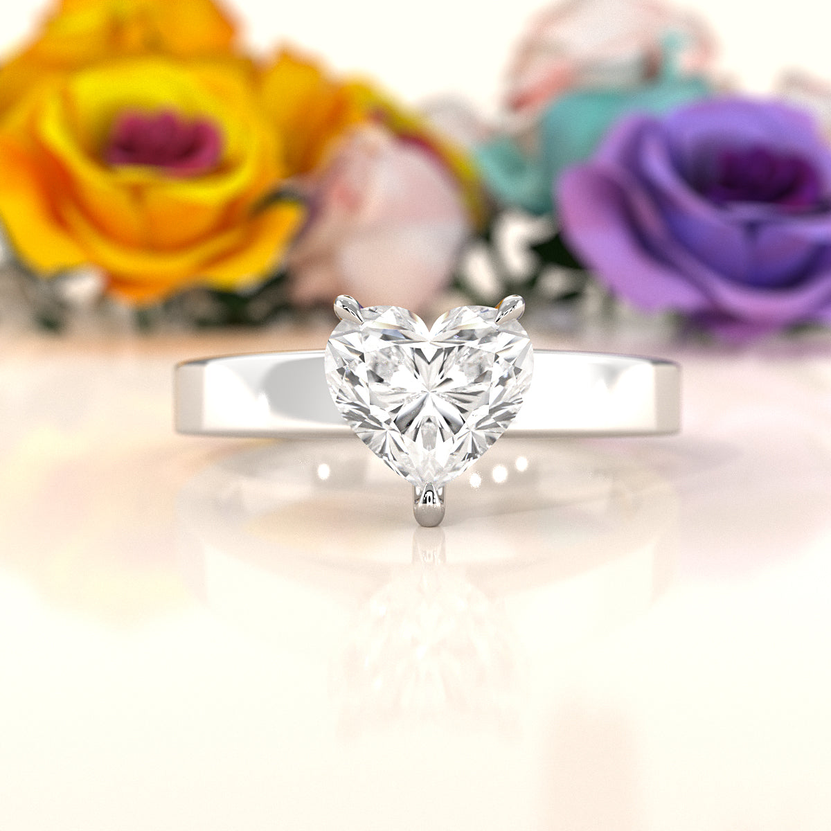 3.5mm Cathedral Style Flat Edge Solitaire Lab Grown Diamond IGI Certified Engagement Ring 4g Setting 1.00 Ctw.